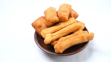 Youtiao - Chinese Fried Dough Sticks on Plate