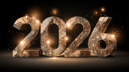 Glittering 2026 Celebration with Sparkling Background and Bright Lights Ideal for New Year’s Eve, Events, and Festive Decorations Themes