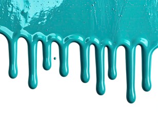 Teal paint drips against white background