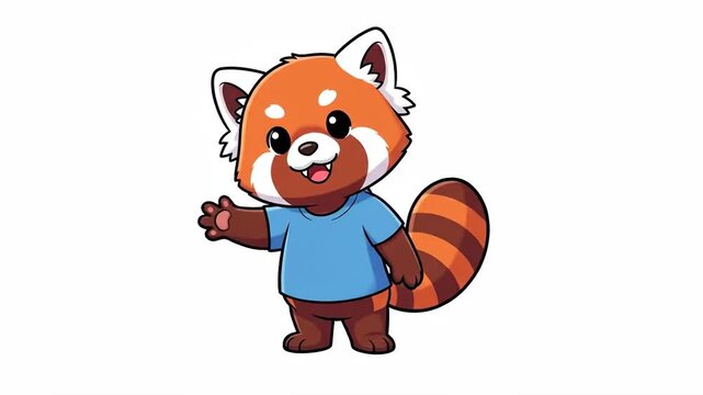 Animated sequence showing a cute red panda character expressing various emotions and gestures in cartoon style