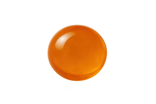 Shiny orange liquid sphere dropping with transparent background