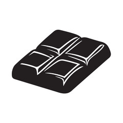 Delicious chocolate bar Silhouette, Dark chocolate bar silhouette, chocolate icon on white background, Simple graphic silhouette of a segmented chocolate bar on a white background