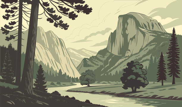 he beauty of yosemite national park at summer