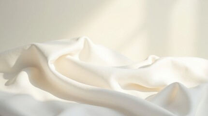 Fototapeta premium Soft white fabric draped with light and shadow creating a smooth and elegant abstract background