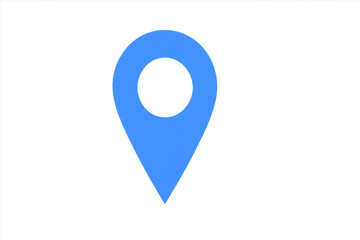 Blue map pointer isolated PNG on transparent background, location pin icon for navigation and travel apps