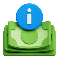 Info Pile Of Money 3D Icon Isolated On The Transparent Background