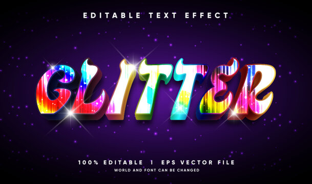gliter 3d vector text effect editable