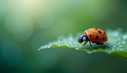 ladybug on green leaf
