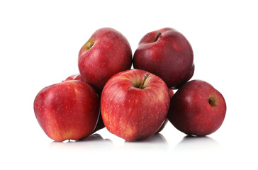 Many fresh red apples isolated on white