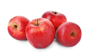 Many fresh red apples isolated on white