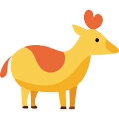 Stylized Yellow And Orange Deer Creature With Heart Shaped Antenna And Transparent Background