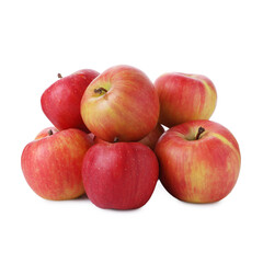 Many fresh ripe apples isolated on white