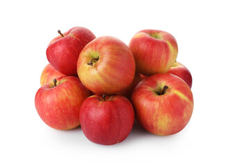 Many fresh ripe apples isolated on white