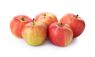 Many fresh ripe apples isolated on white