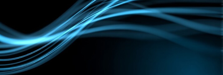 Obraz premium Abstract Streamlines of Fluorescent Motion Blue Glowing Swirls in a Dark, Serene Graphic Design
