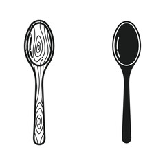 Two spoon icons, one wood grain outline, one solid black