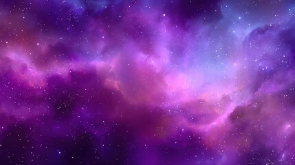 Naklejka premium Magical space backdrop in purple hues: luminous nebula, starry glow, and cosmic gradient