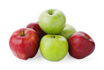 Red and green ripe apples isolated on white