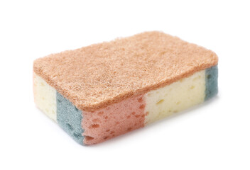 One colorful kitchen sponge isolated on white