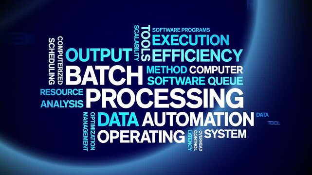 Batch Processing animated word cloud-text design animation tag kinetic typography seamless loop.