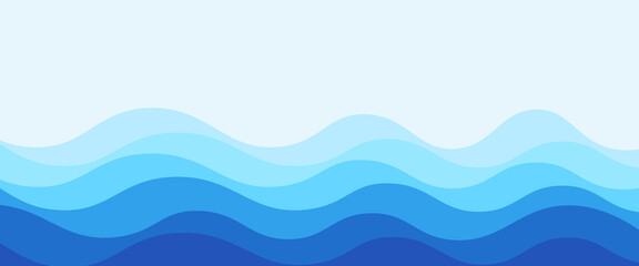 Sea waves layered vector background illustration and sea beach vector illustration.
