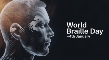 Digital representation of a human head for world braille day