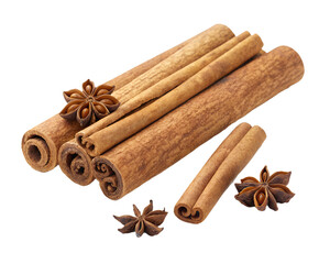 Aromatic Cinnamon Sticks on a Clean Transparent Background