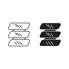 Set of three horizontal stacked abstract shapes icon outline and solid