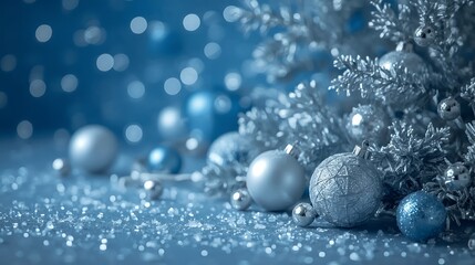 Festive close-up featuring bright reflections and glittering decorations.