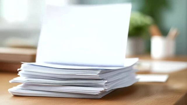 Processing important documents with efficiency defocused professional outcome, faceless business work, paperwork visualization detail, blurred desk background, document concept, pr