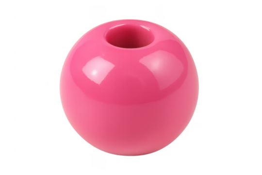 Pink shiny plastic spherical toothbrush holder