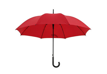 Red umbrella isolated on transparent background for rain protection and fashion accessory