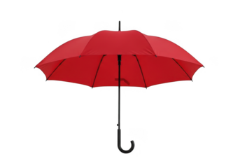 Red umbrella isolated on transparent background for rain protection and fashion accessory