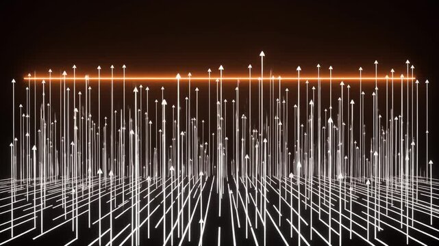 Abstract Growth Visualization Upward Arrows Representing Progress and Development in a 3D Grid