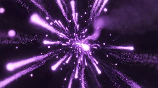 Cosmic Burst: A breathtaking abstract display of glowing purple energy streams outward from a central point, evoking a sense of cosmic beauty and limitless potential. 