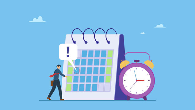 Businessman with a red cir cle on important day on calendar. Important appointment calendar date, reminder or schedule for meeting or event, work deadline or planning for launch date.