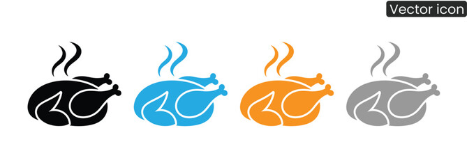 Celebrate Thanksgiving with these colorful turkey icons, perfect for menus, invitations, and designs. Simple, modern graphics evoke festive gatherings and delicious meals.