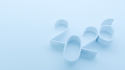 Minimalist Happy New Year 2026 Number logo. 2026 logo. 3d banner