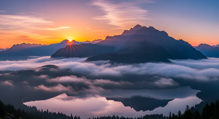 sunset in the mountains