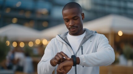 A diabetic adult checking glucose trends with a non-invasive wrist sensor, the device sending updates to a mobile health app — digital diabetes management, continuous monitoring, and technology for