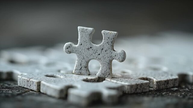 The Final Piece: A close-up view of the final piece of a puzzle, subtly symbolizing the completion of a complex endeavor and the quest for resolution.