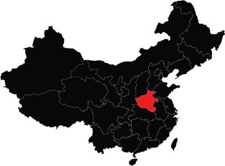 Henan Province on Map of China Editable Vector © Griffin9678
