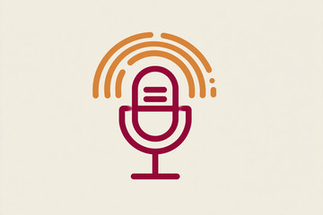 Vintage Microphone Icon With Sound Waves Symbolizing Audio Recording, Podcasting, And Voice Messages
