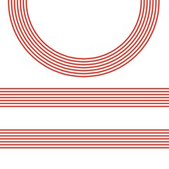 Obraz premium Geometric Red Curved Arches and Straight Stripes Design