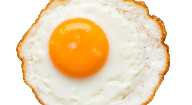 Freshly cooked sunny side up fried egg with a vibrant orange yolk, ideal breakfast food.