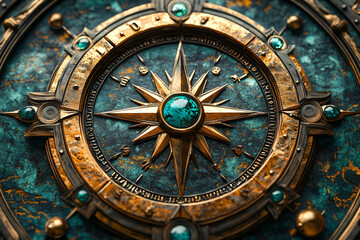 Obraz premium Sculpted Bronze Compass with Intricate Details