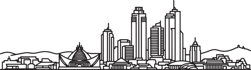 Obraz premium Outline vector illustration of modern city of karachi pakistan cityscape skyline