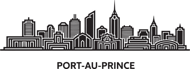Fototapeta premium Port au prince skyline silhouette vector illustration cityscape haiti