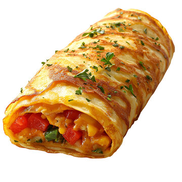 Deliciously filled crepe roll isolated on transparent background