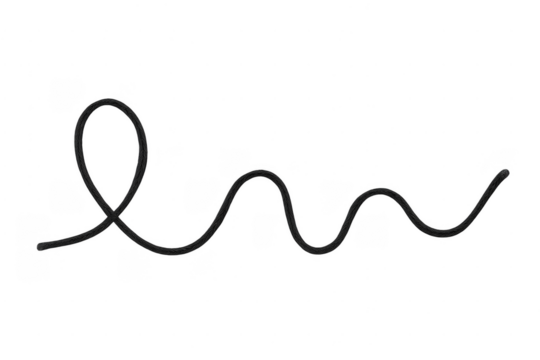 Black electrical cable cord forming curved loop line